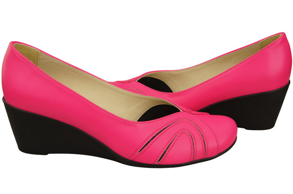 Women's Black Natural Leather Wedge Pumps 828 ElitaBut