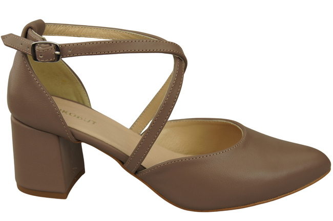 Elegant Leather Sandals with Open Sides on a Stable Heel 218 ElitaBut