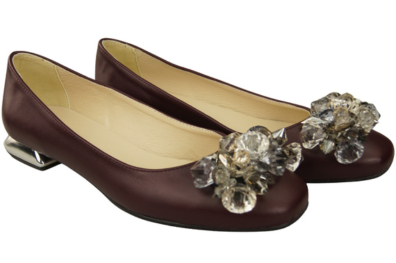 Women's Pumps with Crystals Flat Natural Leather 216 ElitaBut