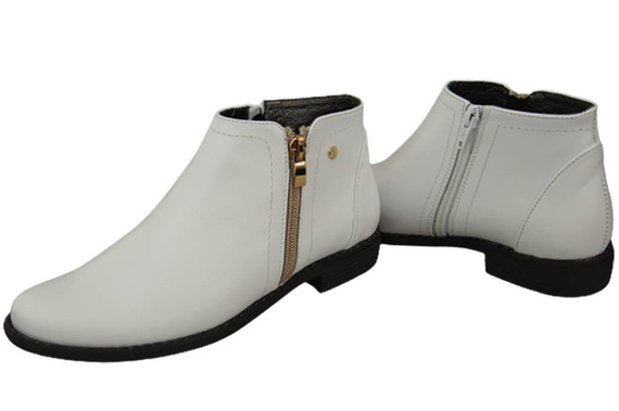 Wiosna Obuwie Damskie Botki skóra naturalna Białe 872 ElitaBut