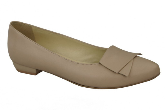Obuwie  Damskie Baleriny Cappuccino skóra naturalna 988 ElitaBut