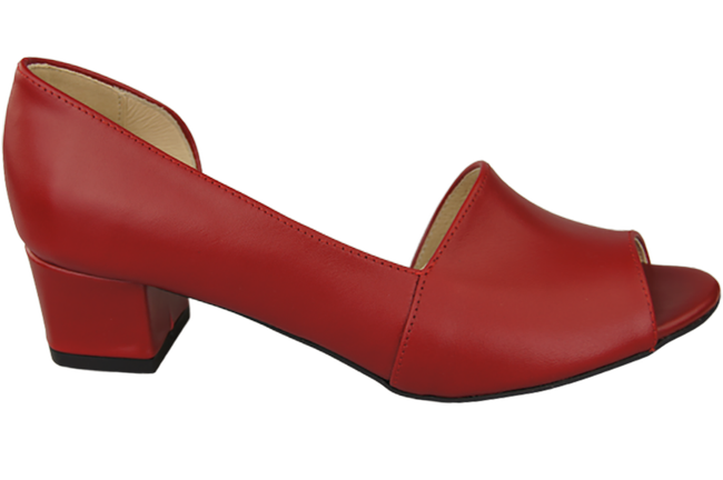 Obuwie Damskie Sandały Czerwone Skóra Naturalna 147 ElitaBut