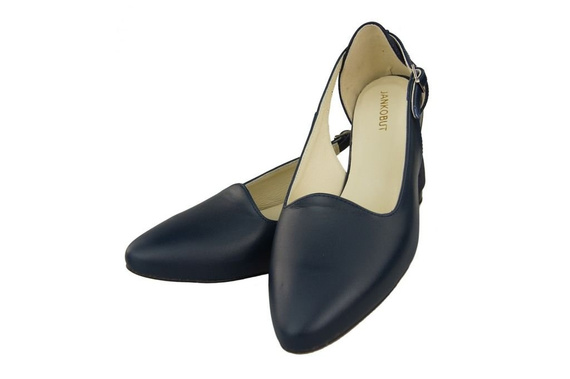 Obuwie Sandały Damskie Granatowe Skóra Naturalna 127 ElitaBut