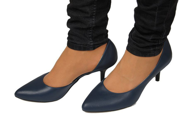 Obuwie Damskie Czółenka skóra naturalna Granatowe 900 ElitaBut