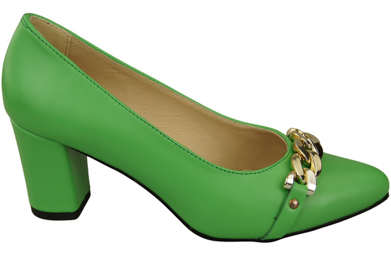 Classic Women's Pumps Shoes made of Natural Leather with a Gold Decorative Chain 200 ElitaBut