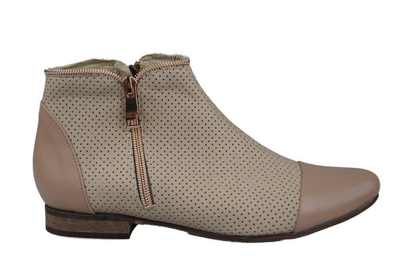 Obuwie Botki Ażurowe Damskie skóra naturalna Beż Cappucino Lico 821 ElitaBut