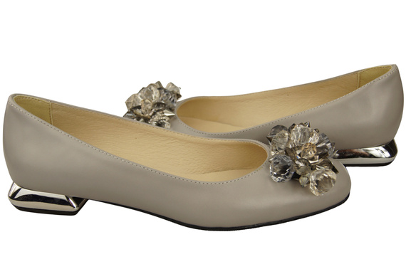 Women's Pumps with Crystals Flat Natural Leather 216 ElitaBut