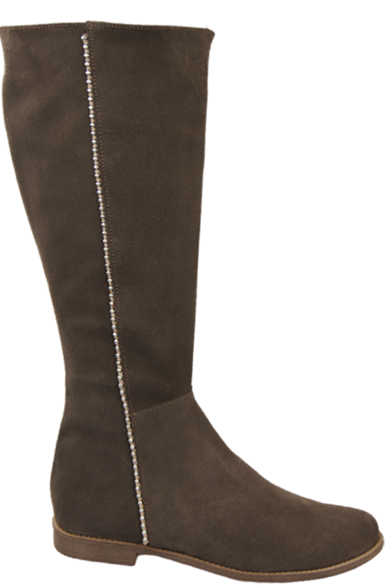 Obuwie Kozaki Damskie Brązowe skóra naturalna Welurowa 153 ElitaBut