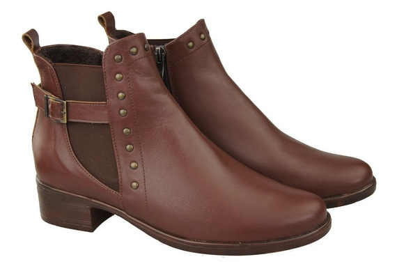 Obuwie Botki Damskie Skóra Naturalna Brąz 136 ElitaBut