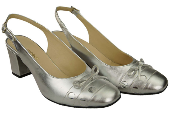 Obuwie Damskie Sandały Srebrne Skóra Naturalna 167 ElitaBut
