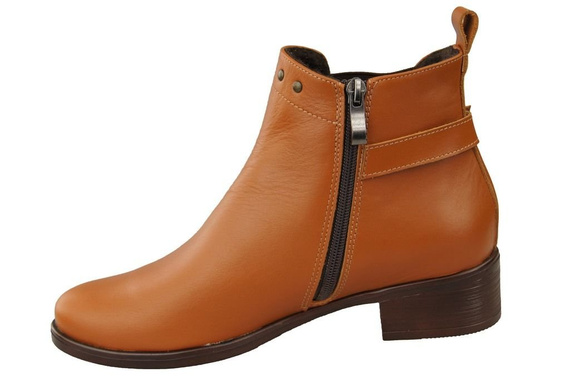 Obuwie Botki Damskie Skóra Naturalna Rude 136 ElitaBut