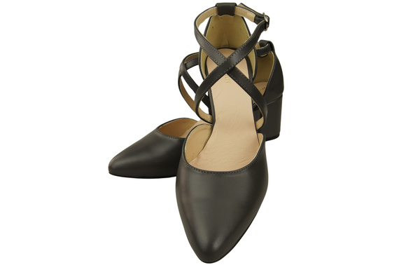 Elegant Leather Sandals with Open Sides on a Stable Heel 218 ElitaBut