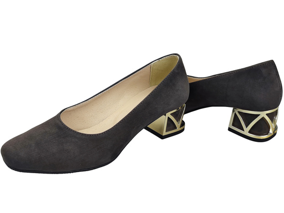 Comfortable Women's Shoes Pumps with Decorative Heel Natural Suede Leather 219 From ElitaBut