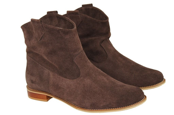 Obuwie Botki Damskie Czekolada Wiosna / Jesień skóra naturalna welurowa 132 L ElitaBut