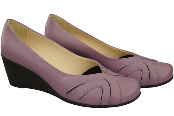 Women's Black Natural Leather Wedge Pumps 828 ElitaBut