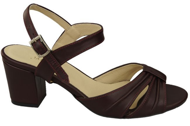 Obuwie Damskie Sandały Bordowe Skóra Naturalna 168 ElitaBut