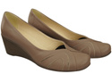 Buty na Koturnie Cappuccino Ciemne Czółenka Damskie z Naturalnej Skóry 828 ElitaBut