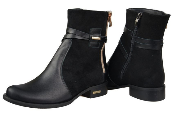 Obuwie Damskie Botki skóra naturalna Czarne 885 ElitaBut