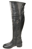 Obuwie Kozaki Damskie Oficerki Muszkieterki cholewka za kolano  Skóra Naturalna  Czarne 104 ElitaBut
