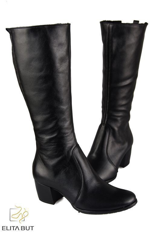 Obuwie Kozaki Damskie skóra naturalna Czarne 542 ElitaBut