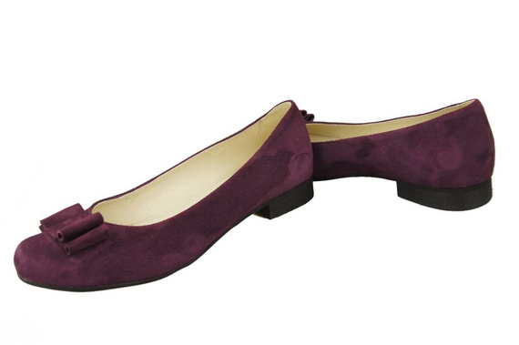 Obuwie Damskie Baleriny Bordo skóra naturalna Zamszowa 126 ElitaBut