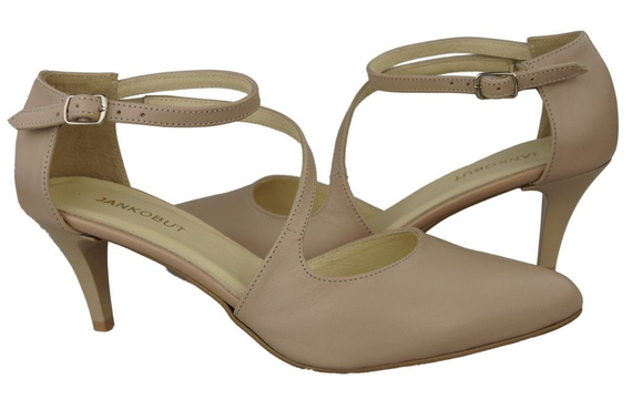 Obuwie Damskie Sandały Niska Szpilka skóra naturalna Cappuccino Lico 990 ElitaBut