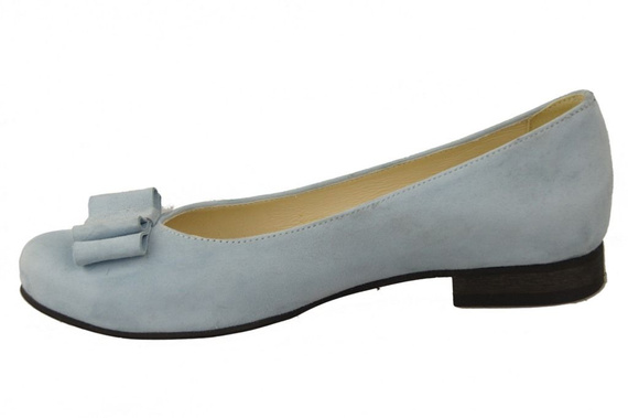Obuwie Damskie Baleriny Jasny Błekit skóra naturalna Zamszowa 126 ElitaBut