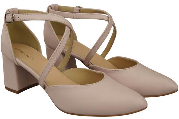 Elegant Leather Sandals with Open Sides on a Stable Heel 218 ElitaBut