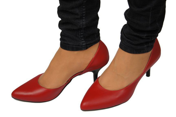 Obuwie Damskie Czółenka skóra naturalna Czerwone 900 ElitaBut