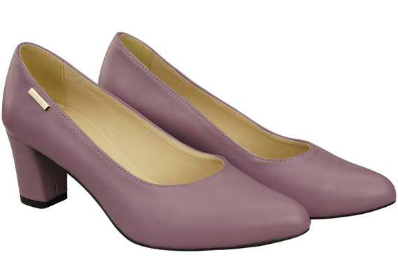 Klasyczne Gładkie Buty Czółenka Damskie Lila z Naturalnej Skóry 213 ElitaBut