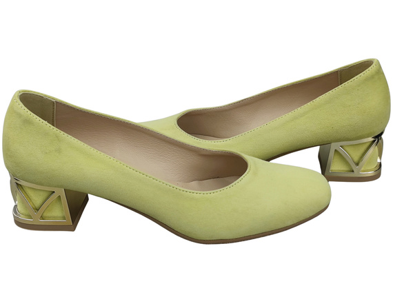 Comfortable Women's Shoes Pumps with Decorative Heel Natural Suede Leather 219 From ElitaBut