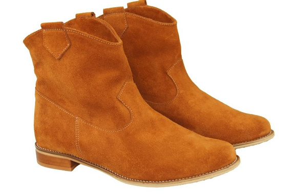 Obuwie Botki Damskie Rude Wiosna / Jesień skóra naturalna welurowa 132 L ElitaBut