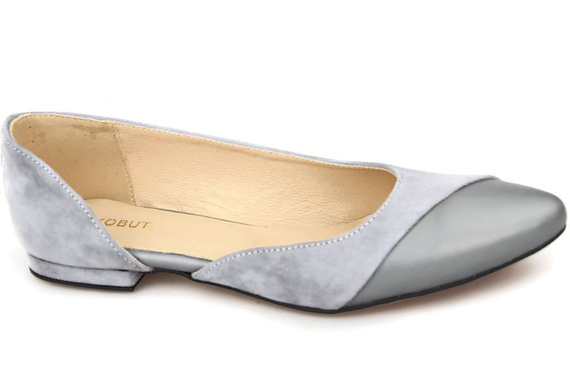 Obuwie Damskie Baleriny Popielate skóra naturalna Zamszowa 146 ElitaBut