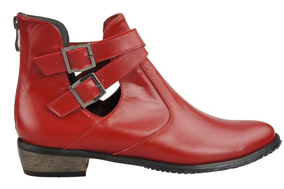 Obuwie Botki Damskie skóra naturalna Czerwone 931 ElitaBut