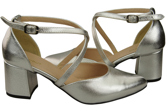 Elegant Leather Sandals with Open Sides on a Stable Heel 218 ElitaBut