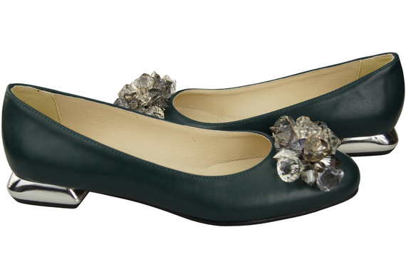 Women's Pumps with Crystals Flat Natural Leather 216 ElitaBut