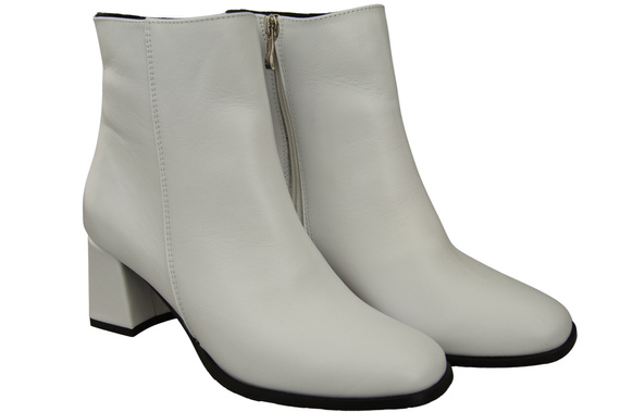 Obuwie Botki Damskie Białe na Zimę skóra naturalna 214 Z ElitaBut