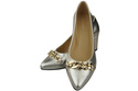 Classic Women's  Pumps Shoes made of Natural Leather with a Gold Decorative Chain 200 ElitaBut