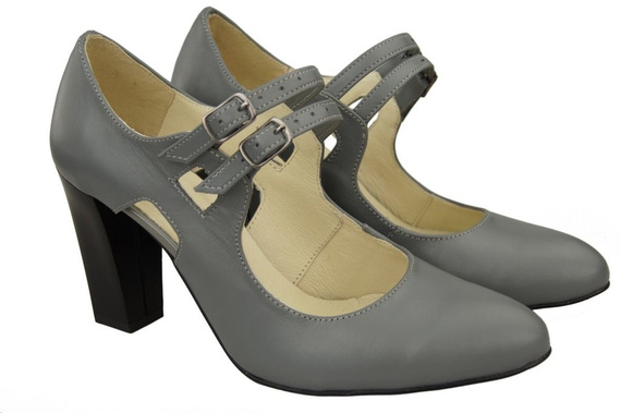 Obuwie Damskie Czółenka Popielate Skóra Naturalna 105 ElitaBut