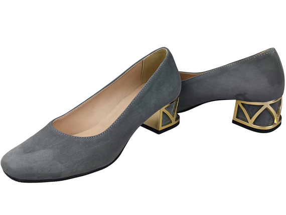 Comfortable Women's Shoes Pumps with Decorative Heel Natural Suede Leather 219 From ElitaBut