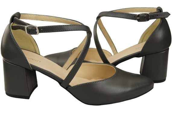 Elegant Leather Sandals with Open Sides on a Stable Heel 218 ElitaBut