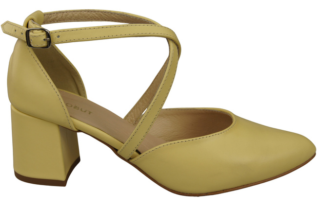 Elegant Leather Sandals with Open Sides on a Stable Heel 218 ElitaBut