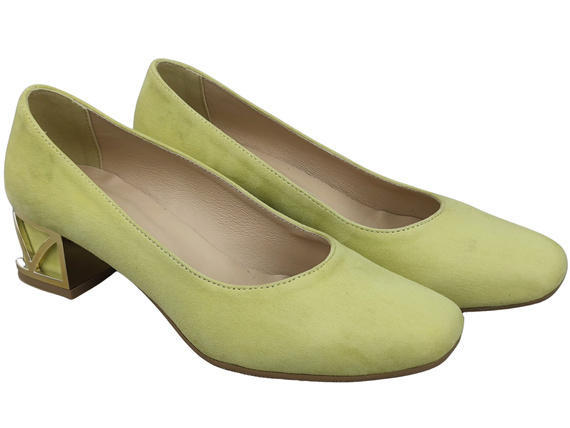 Comfortable Women's Shoes Pumps with Decorative Heel Natural Suede Leather 219 From ElitaBut
