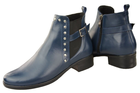 Obuwie Botki Damskie Skóra Naturalna Granat 136 ElitaBut