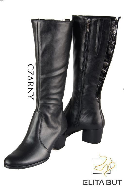 Obuwie Kozaki Damskie skóra naturalna Czarne 542 ElitaBut