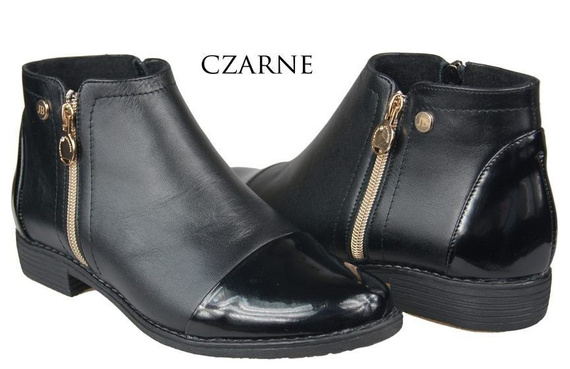 Obuwie Damskie Botki Czarne skóra naturalna 877 ElitaBut