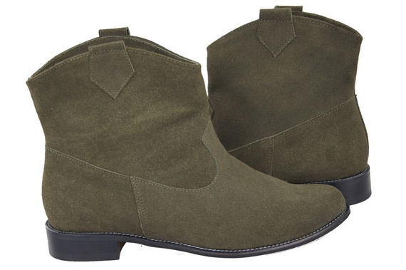 Obuwie Botki Damskie Wiosna / Jesień skóra naturalna welurowa Butelkowy 132 L ElitaBut