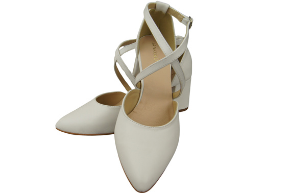 Elegant Leather Sandals with Open Sides on a Stable Heel 218 ElitaBut