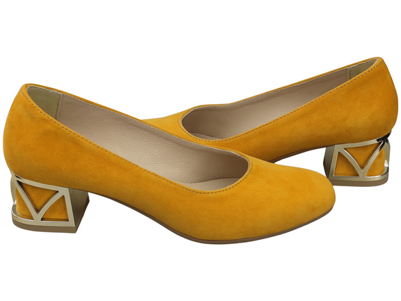 Comfortable Women's Shoes Pumps with Decorative Heel Natural Suede Leather 219 From ElitaBut