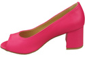 Obuwie Damskie Czółenka PEEP TOE Neonowy Róż Skóra naturalna z Powleczonym Obcasem 192 ElitaBut